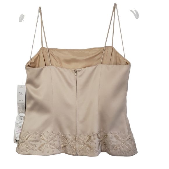 NWT Donna Morgan Ivory Camisole Style Lined Blouse with Embroidered Hem, Size 8 - Picture 2 of 10